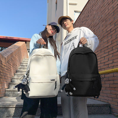 High school boy's backpack - large capacity, minimalist solid color, college student casual travel backpack, trendy backpack for junior high students