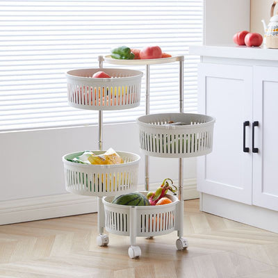 Kitchen storage rack - home fruit & vegetable organizer, freestanding rotating, detachable multi-tier shelf, grocery storage rack