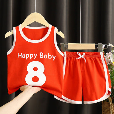 Summer kids' tank top and shorts set, 0-5 years old, boys' and girls' t-shirt, lightweight baby tank top, summer outfit - direct from the manufacturer