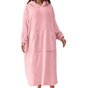 pajamas for women, autumn and winter flannel long nightgown, foreign trade hooded bathrobe, hot style, one piece dropshipping