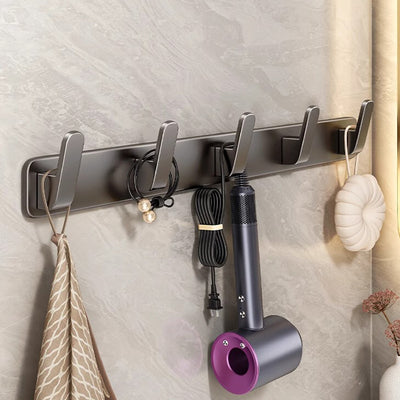 Wall-mounted clothes hooks for entryways, closets, bathrooms, kitchens, and home use. space aluminum, no-drill installation, multi-hook design