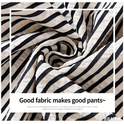 Striped retro wide-leg pants for women - new high-waisted, slimming, loose-fit, effortless style, floor-length, perfect for loungewear and casual strolls