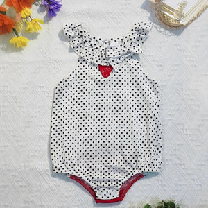 Export original order baby clothes pure cotton type a one-piece sleeveless embroider strawberry cute baby girl triangle khaki