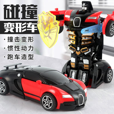 Kids' impact-activated transforming inertia car - boys' toy, impact-transforming sports car, racing car - wholesale for night market, park, and street vendor goods