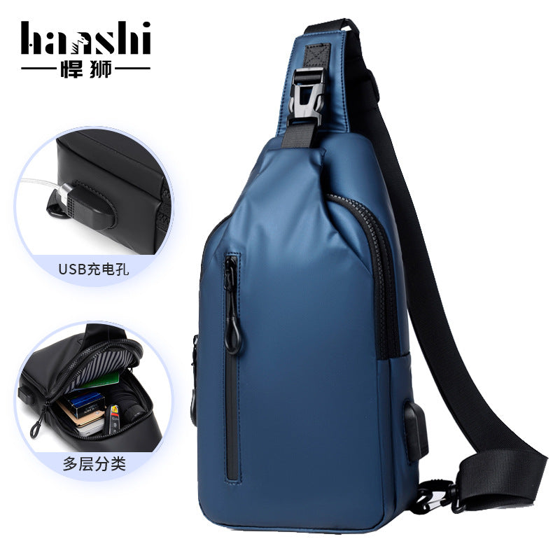 Fashion Men's Premium Breast Bag Casual Shoulder Women's Crossbody Bag Commuter Waterproof Chest Bag Travel Shoulder Bag Tide