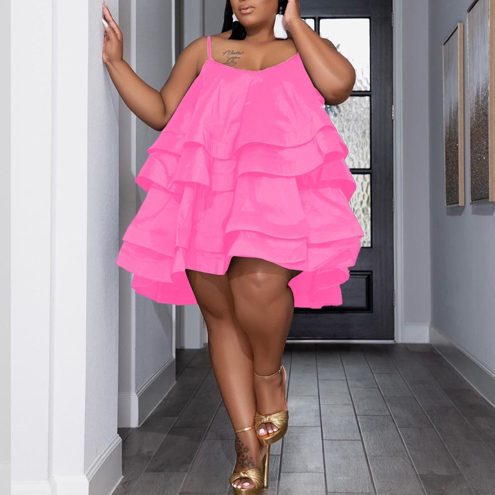 SRS10415 European and American, loose, slim plus size, suspender, cake skirt, puff skirt, dress.