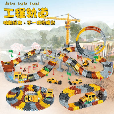 New arrival cross-border engineering rail car scene toy plug-in rail toy car educational kids electric rail toy