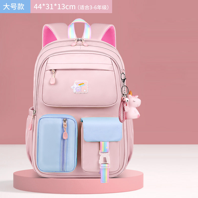 New primary school schoolbag female lightweight spine protection 1-3-6 grade Korean version of children's cartoon backpack wholesale