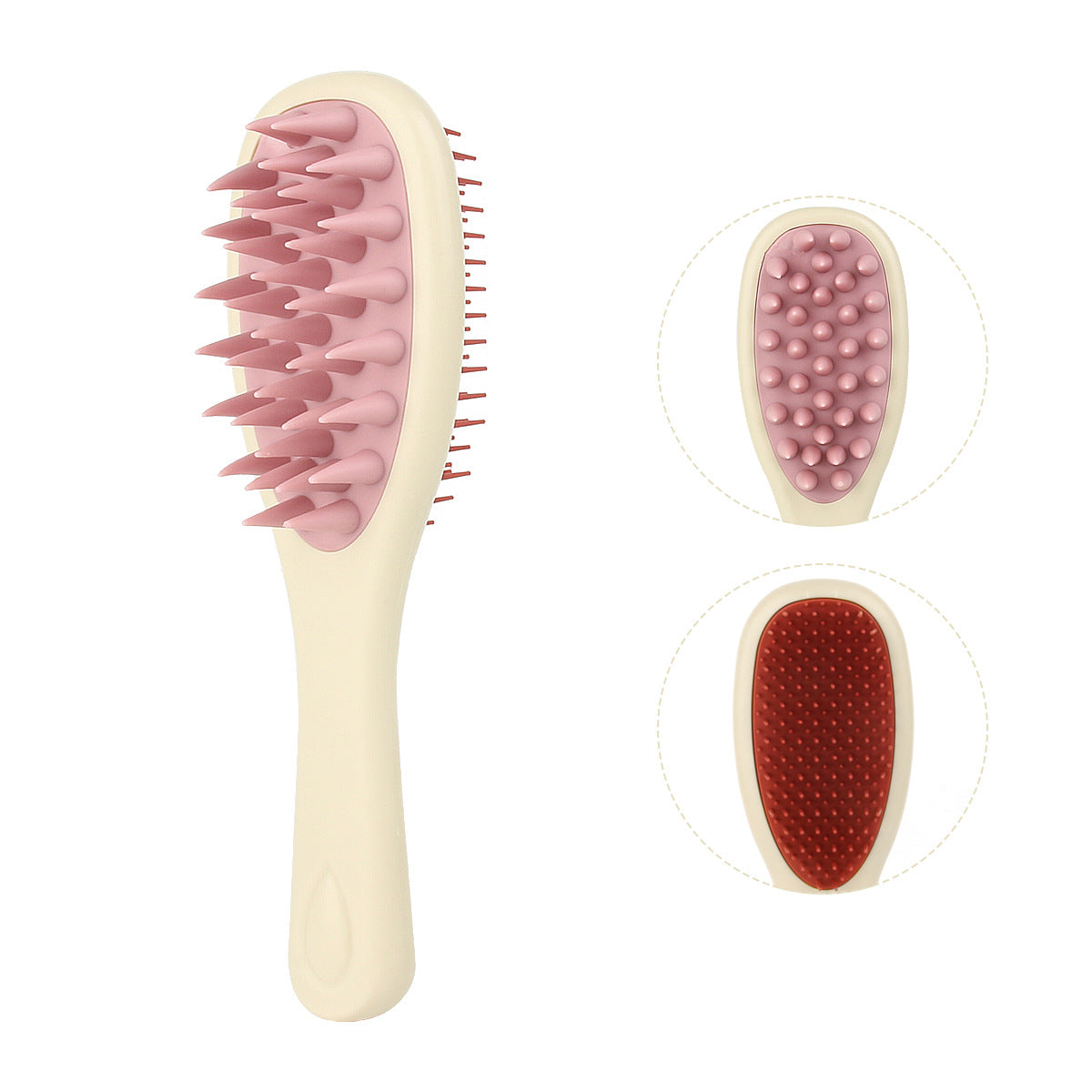 Cross-border long handle double tooth shampoo brush silicone handle shampoo comb rubbing bath massage shampoo comb scalp cleaning