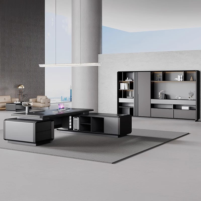 Chairperson Boss Table High-end President Italian Minimalist Large Desk Grey Leadership Paint General Manager Office Desk