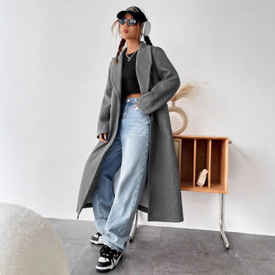 Pre-sale-72588#fashion cross-border foreign trade simple cardigan loose long women's woolen coat