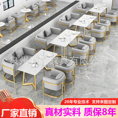 Nordic style coffee shop & bubble tea shop furniture set: tables, chairs, casual bar, lounge music, dining bar, commercial western restaurant booths & sofa combination