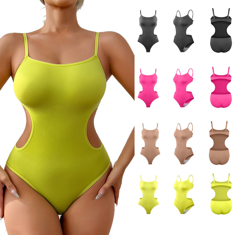 Spot  hot-selling explosion new European and American halter suspenders solid color sexy open onesie