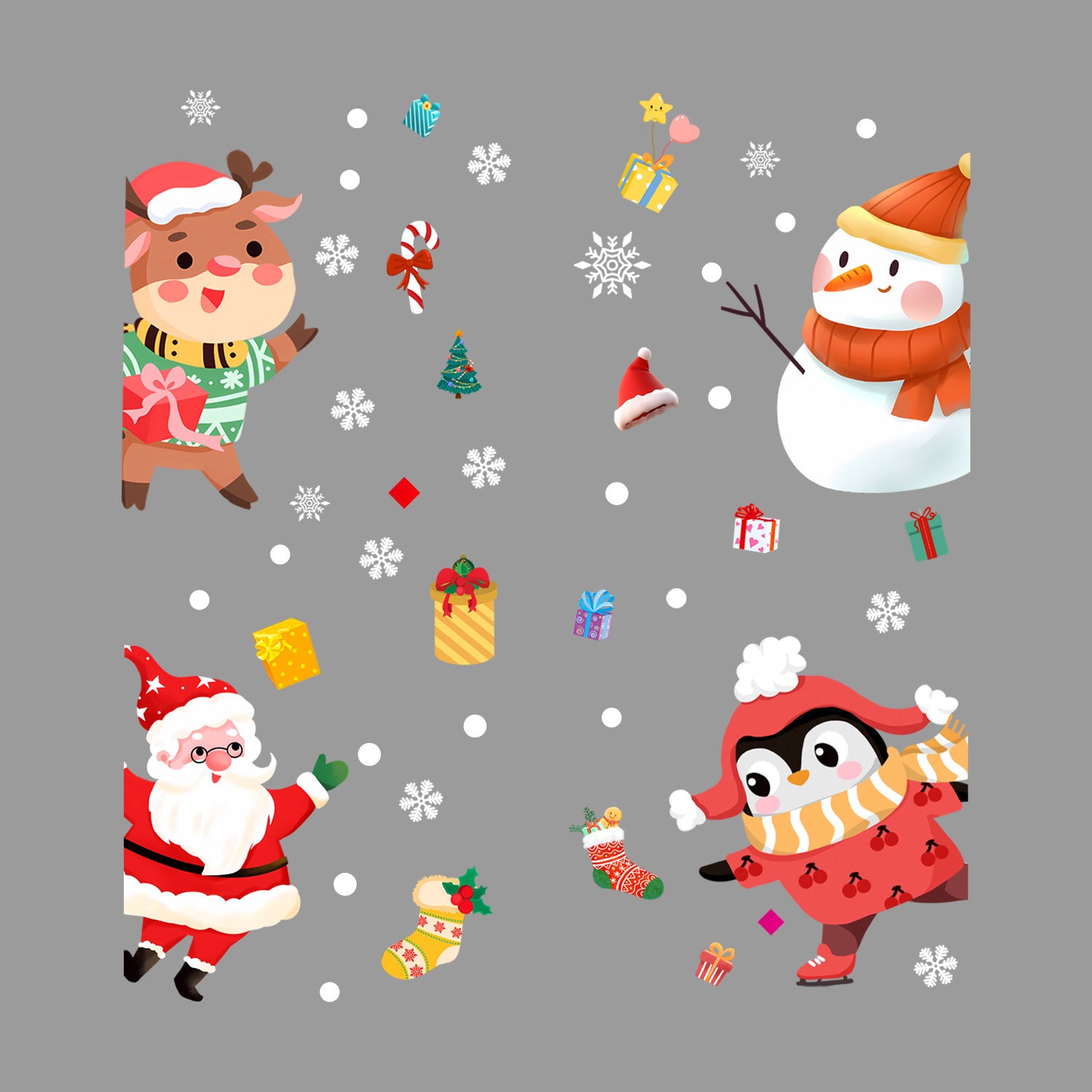 Cross-border Christmas sticker wall sticker Santa Claus snowman elk glass window decoration sticker glue-free static sticker