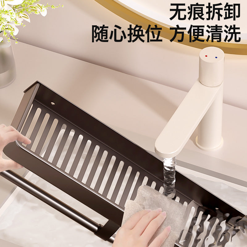 Space aluminum bathroom rack suction cup non-punching bathroom washstand storage rack universal kitchen seasoning rack