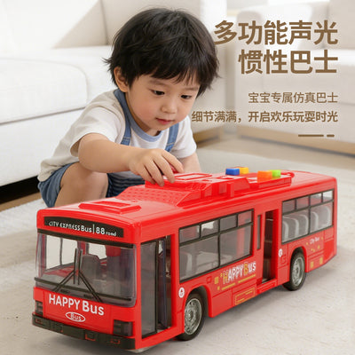 exclusive children's bus door opening simulation model bus baby bus bus boy toy