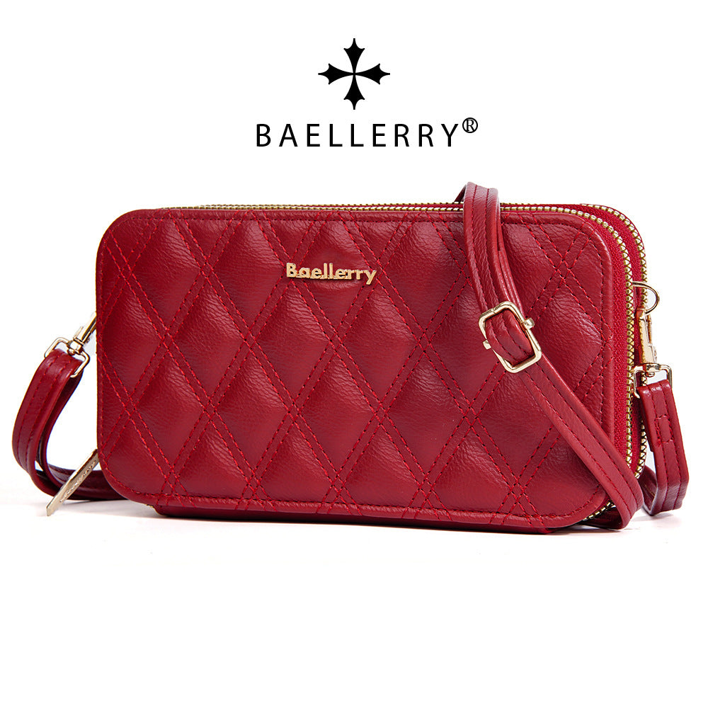 Baellerry's new women's mobile phone bag, European and American fashion plaid large-capacity zipper, single shoulder small crossbody explosion