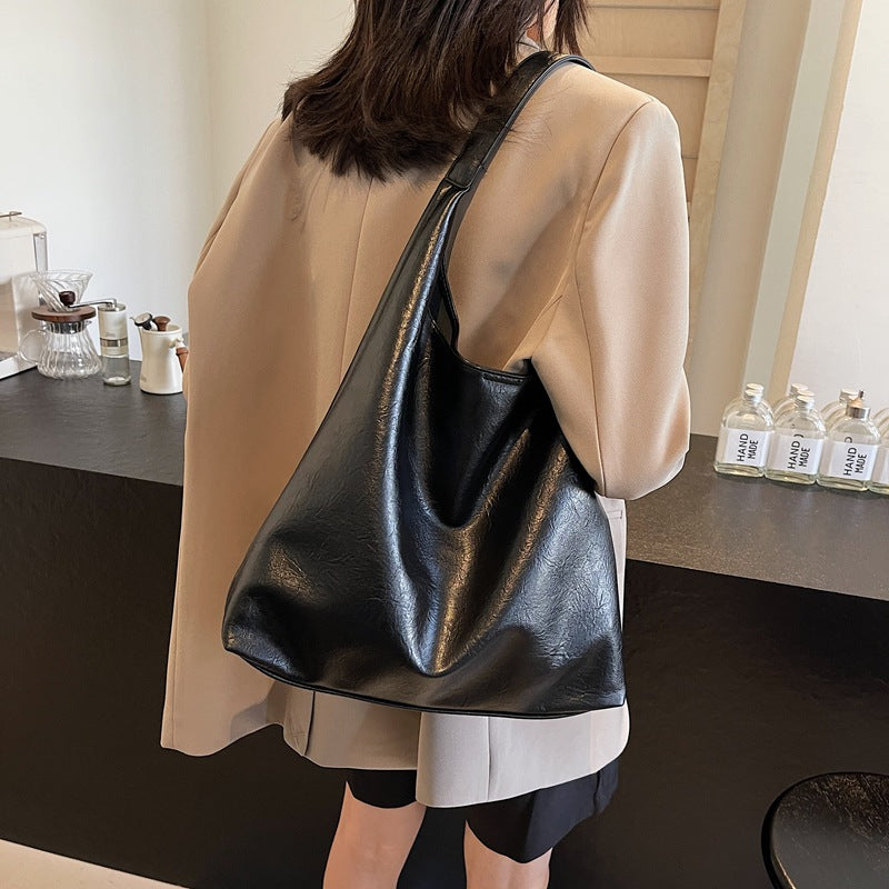 New Korean version, armpit bag, shoulder large-capacity bag, women's commute to work, retro Maillard French tote bag