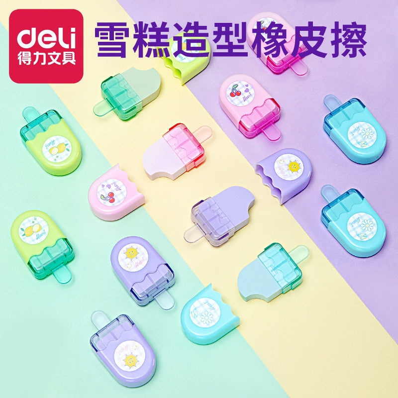 Deli 71122 Art Eraser Ice Cream Modeling Cute Eraser Children's Creative Cartoon Student Stationery Wholesale
