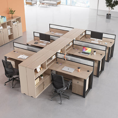 Saint li office desk - minimalist modern 2/4/6/8 seater partitioned workstation - employee desk with seating - office furniture