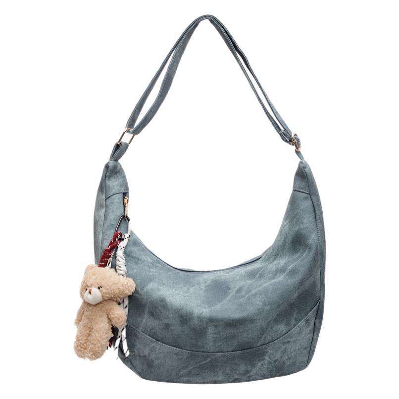 Autumn new large-capacity lazy wind commuter bag casual shoulder bag high texture pendant messenger bag tote bag