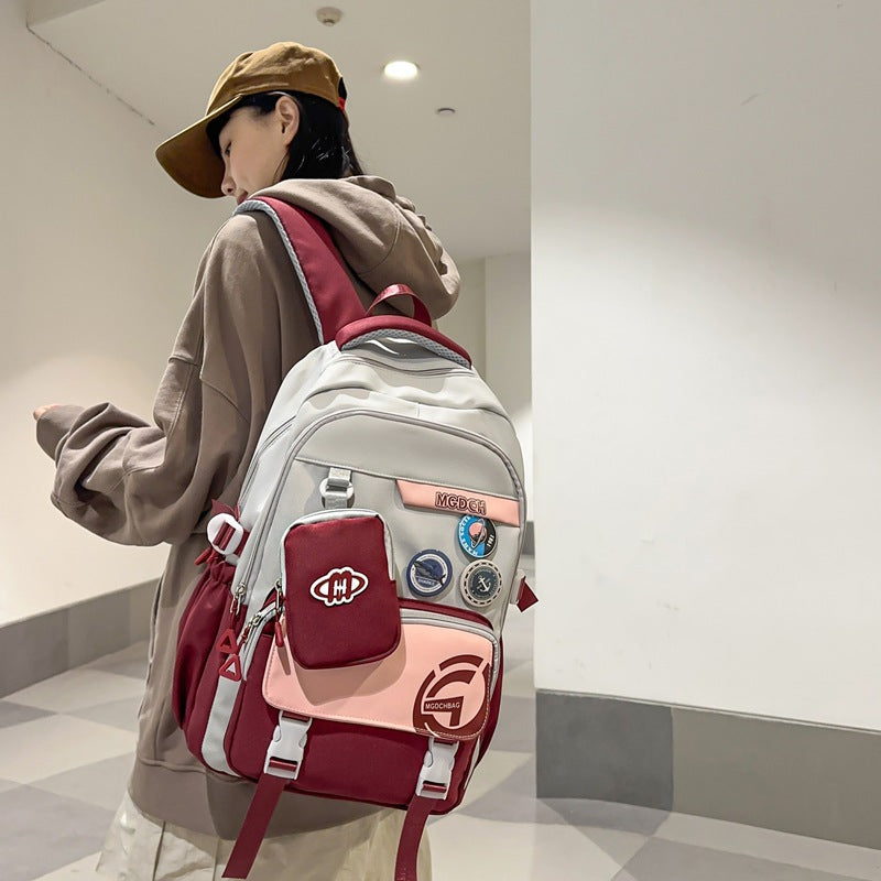 New student schoolbags, men's and women's backpacks, teenagers, campus backpacks, simple and fashionable, high school and high school large-capacity schoolbags