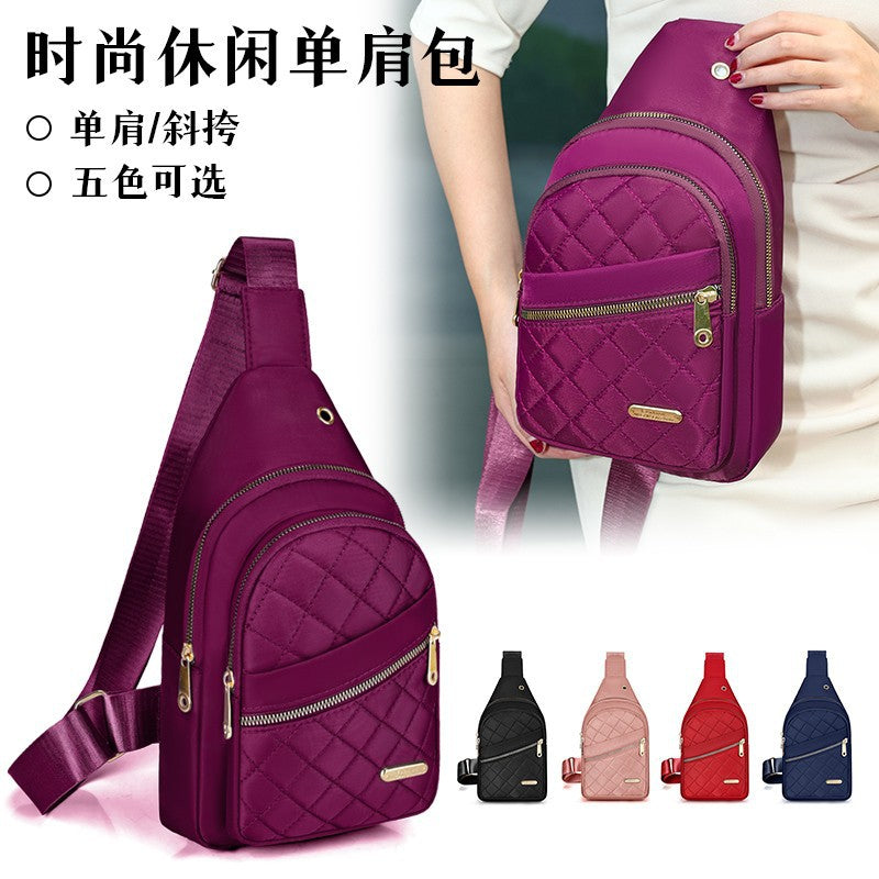 Cross-border simple fashion breast bag women's anti-splashing casual versatile simple messenger bag daily commuting diamond shoulder bag