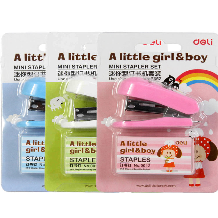 Deli 0352 Cute Cartoon Mini Stapler 12 #Stapler with 24/6 Staples
