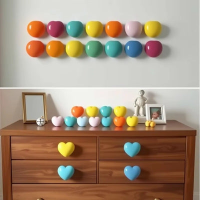 Colorful ceramic handle round handle bookcase wardrobe door handle chest handle drawer door heart handle