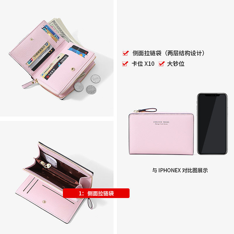 OEM processing customized women's wallet short high-end change bag pu leather zipper card bag card holder