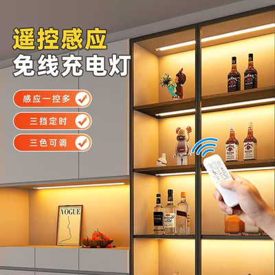Remote control led cabinet light strip - rechargeable sensor light for wine cabinets, display cabinets, wardrobes, and hallways - self-adhesive, sensor-activated, wireless
