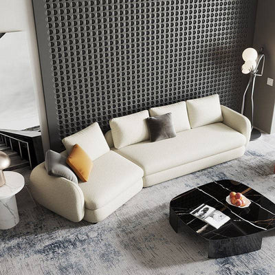 Foshan saint-germain cream style small apartment curved sofa high-end corner teddy velvet fabric sofa living room