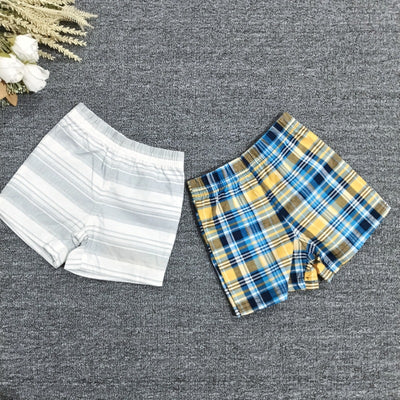 Original overstock children's pure cotton stretch plaid striped spring/autumn casual shorts for boys and girls - soft denim look