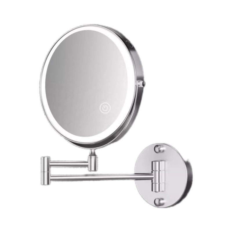 Wholesale cosmetic mirror led non-punching wall hanging folding lamp mirror hotel bathroom telescopic double-sided cosmetic mirror