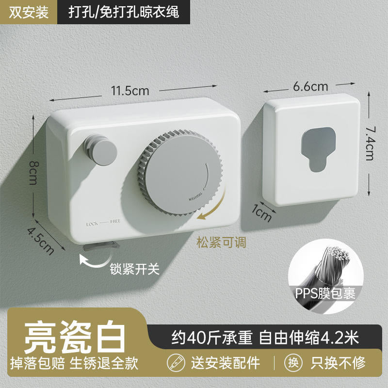 隐形晾衣绳晾衣服神器绳子室内免打孔卫生间隐形伸缩阳台钢丝绳架