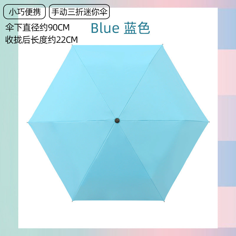雨伞女ins风折叠手动伞 遮阳太阳伞晴雨两用黑胶防晒防紫外线学生