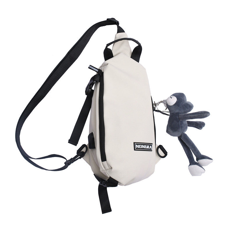 Couple breast bag versatile high-end messenger Japanese large-capacity women's shoulder bag can be printed logo trendy men's bag