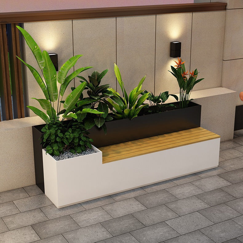 Outdoor flower box flower bed combination balcony terrace courtyard planting box partition fence rest chair plastic wood seat flower box