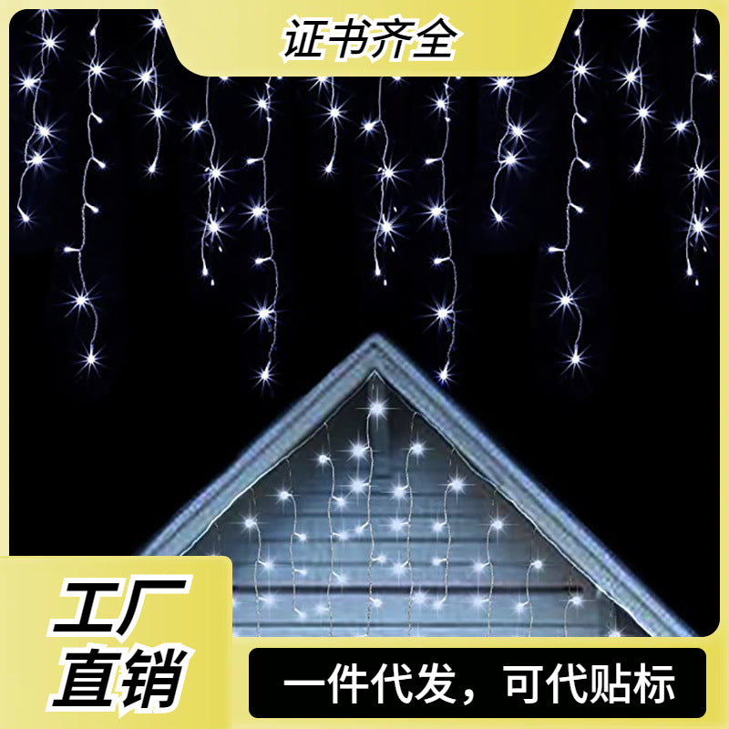 Manufacturer wholesale led ice strip curtain light outdoor gypsy Christmas lights hanging lights string holiday decoration flashing lights
