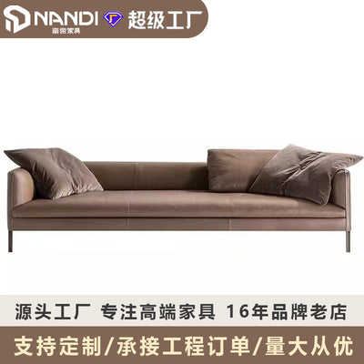 Custom genuine leather sofa: luxurious italian minimalist modern latex nordic down living room set - perfect for small spaces