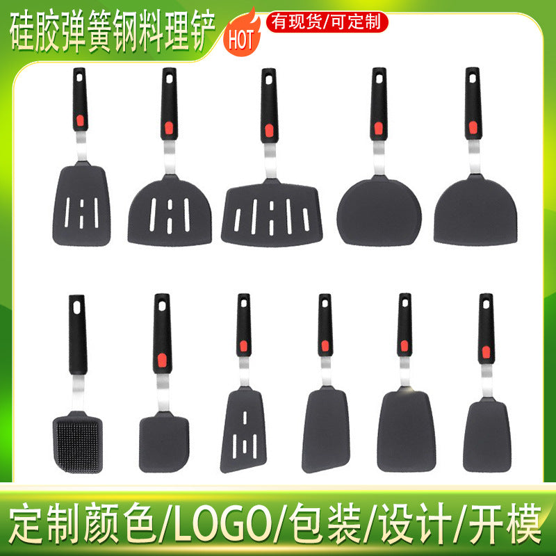 Customized silicone cooking utensils, teppanyaki cooking shovel, non-stick pan silicone spatula, pancake tamakiyaki shovel cross-border