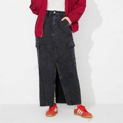 Pre-sale-65650# cross-border foreign trade women's fashion ins retro loose versatile denim skirt