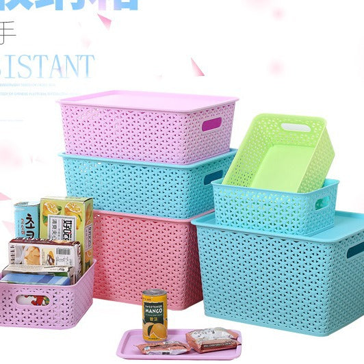 Rattan plastic storage basket Fruit basket Kitchen storage Office toy storage basket