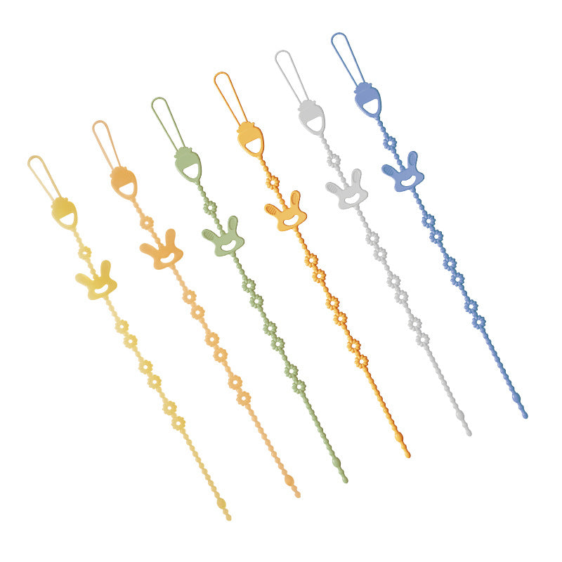 Cross-border new baby toothpaste anti-lost chain food grade silicone baby toy strap lanyard silicone pacifier chain