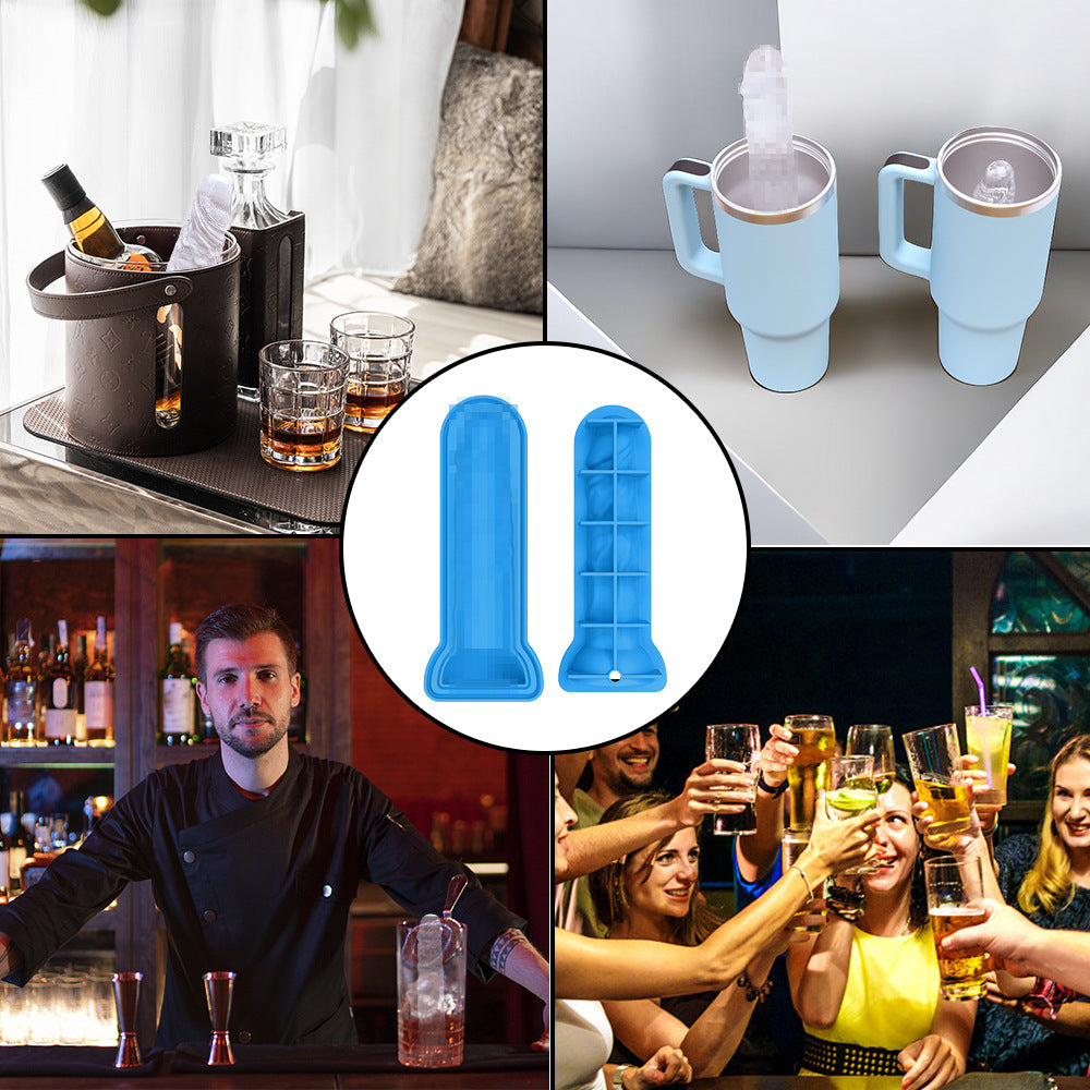 Cross-border explosion spoof creative silicone ice grid with funnel with cover easy demoulding KTV party, ice mold wholesale
