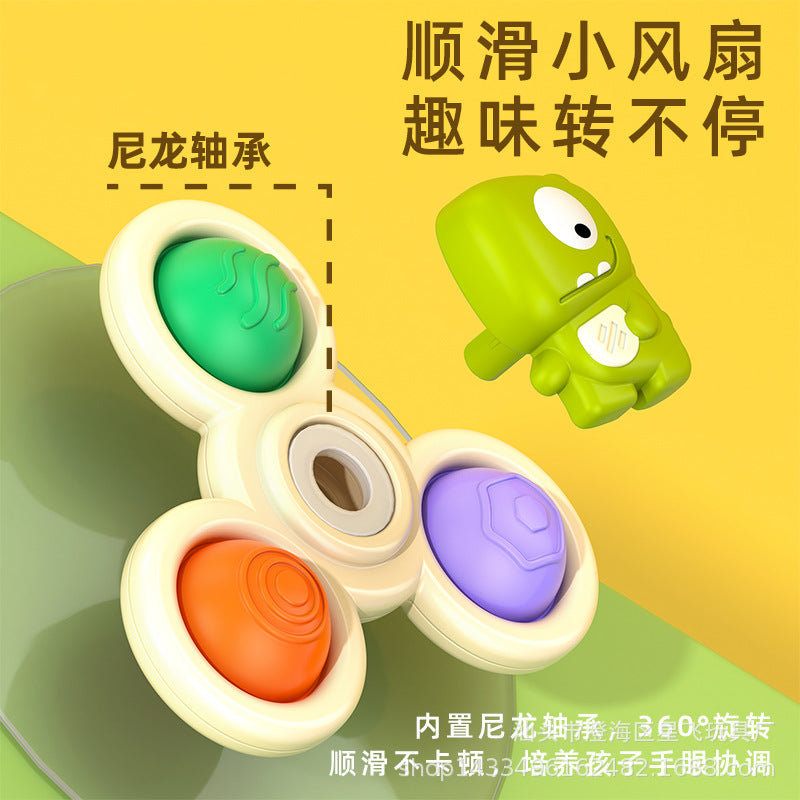Cross-border suction cup rotation music baby cartoon dinosaur puzzle early education dining table and chairs can be pressed and gnawed on toothpaste toys