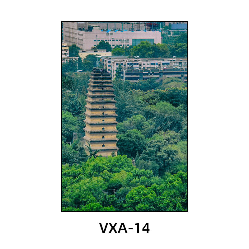 陕西装饰画西安长安古城风景建筑面馆挂画美食餐厅饭店包厢壁画