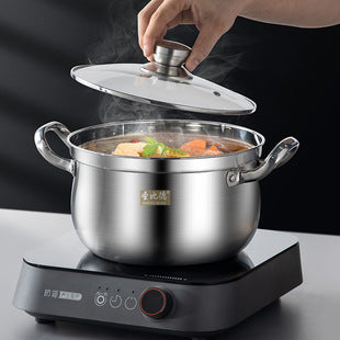 St. Bede stainless steel right-angle soup pot, European binaural pot, double bottom noodle soup pot points redeem for opening gifts
