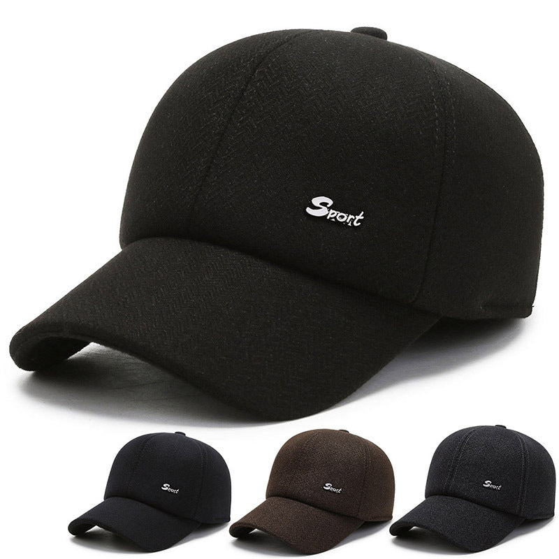 2023 autumn and winter Korean version of trendy baseball cap winter outdoor riding warm ear protection middle-aged and elderly duck tongue cotton hat