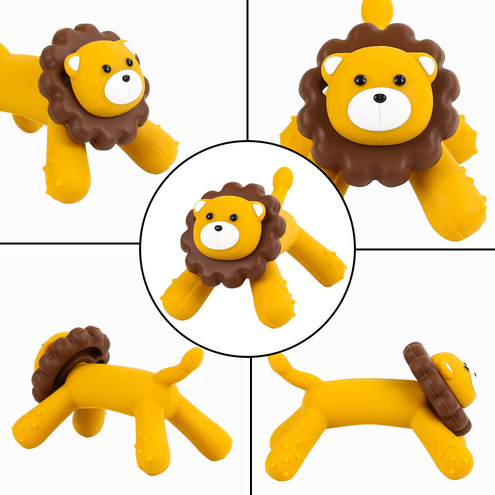 Cross-border baby lion bee toothpaste food grade silicone soothing molar stick baby grasping teething toothpaste toy